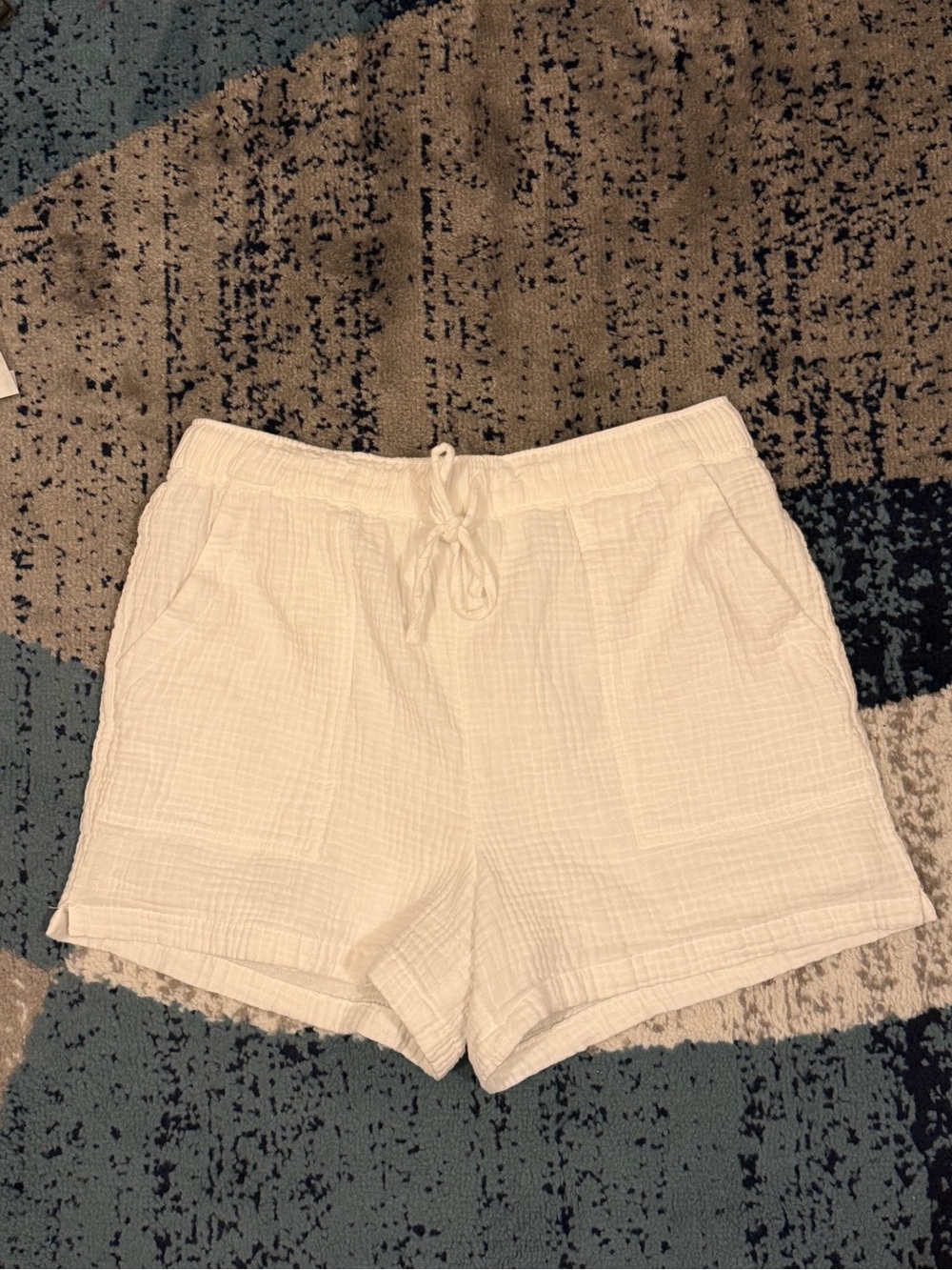Be cool brand White Double Gauze Drawstring Shorts Size Medium Beach Coastal
